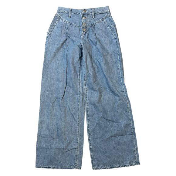 Madewell Denim - Madewell High Waist Super Wide Leg Jeans Womens Size 28 Boho Baggy Pleated